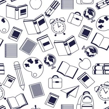 Pattern of school supplies on white background イラスト素材