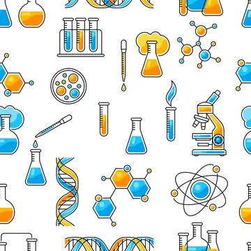 Pattern with science items. Medical concept image. Illustrazione stock