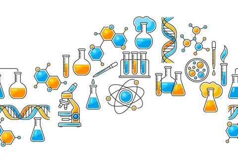 Pattern with science items. Medical concept image. Stock Illustration