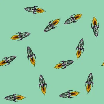 Pattern science rocket sketch hand drawn 스톡 일러스트