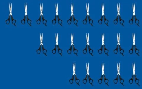 Pattern with scissors on a blue background. Stock Illustration