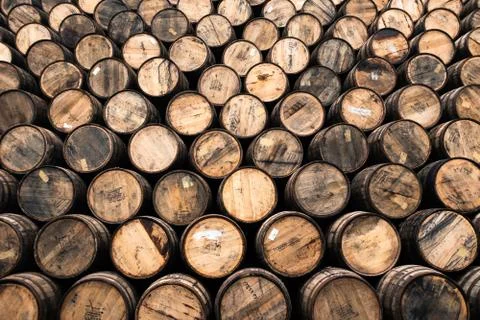 A pattern of Scottish whiskey barrels Stock Photos