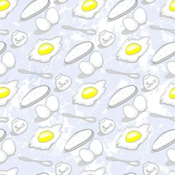 Pattern With Scrambled Eggs And Salt Illustrazione stock