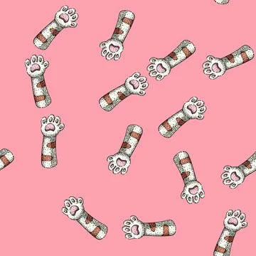Pattern scratch cat paw sketch hand drawn 库存插图
