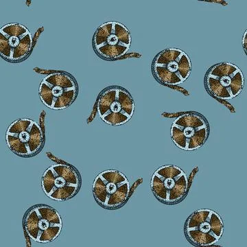 Pattern screen film projector reel sketch hand drawn Stock Illustration