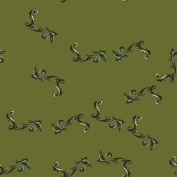 Pattern scrollwork baroque victorian border sketch hand drawn black Stock Illustration