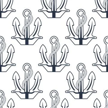 Pattern of sea anchors with ropes Illustrazione stock