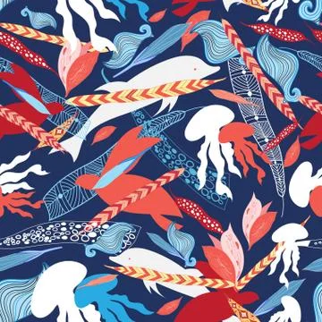 Pattern sea creatures Stock Illustration