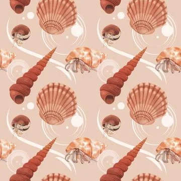 Pattern with sea life concept design watercolor vector illustration Illustrazione stock