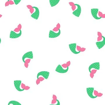 Pattern sea mermaid tail cartoon vector Stock Illustration