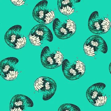 Pattern sea ocean waves sketch hand drawn Illustrazione stock