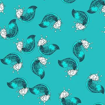 Pattern sea ocean waves sketch hand drawn 스톡 일러스트