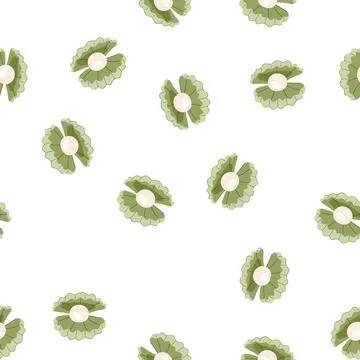 Pattern sea shell pearl cartoon vector Stock Illustration