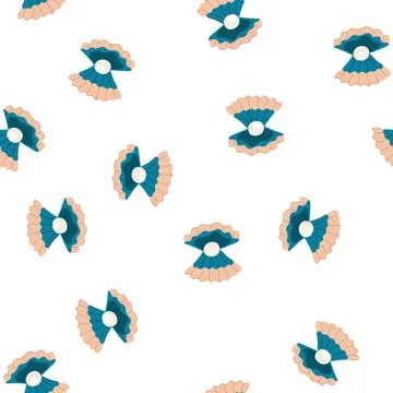 Pattern sea shell pearl cartoon vector イラスト素材