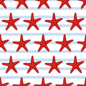 Pattern with sea stars Stock Illustration