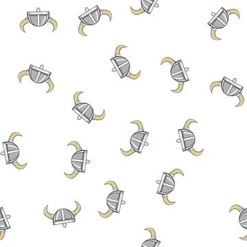 Pattern seafaring viking helmet cartoon vector Stock Illustration