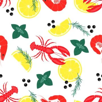 Pattern with seafood Stock Illustration