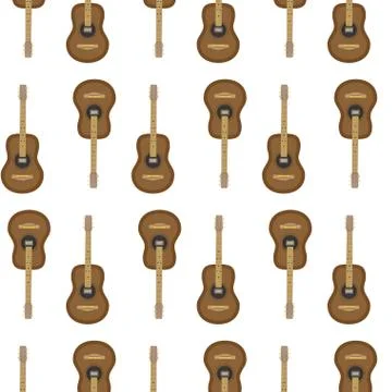 Pattern seamless acoustic guitar Stock Illustration