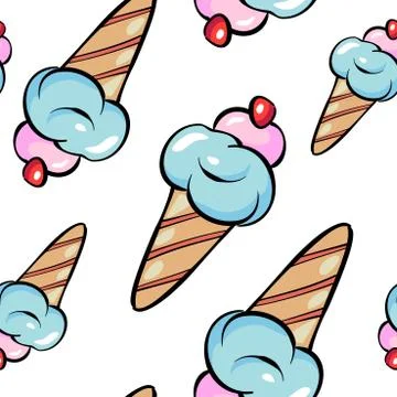 Pattern seamless background illustration cartoon Ice cream Stock Illustration