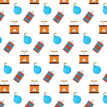 Pattern seamless background with tnt and bomb fuse Stock Illustration