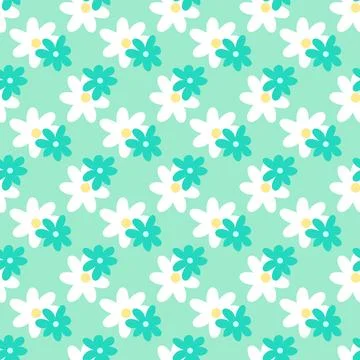 Pattern seamless with blue and white flowers. Spring or summer design Stock Illustration