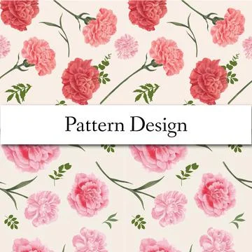 Pattern seamless with carnation flower concept, watercolor style Illustrazione stock
