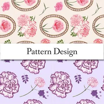 Pattern seamless with carnation flower concept, watercolor style Stock Illustration