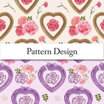 Pattern seamless with carnation flower concept, watercolor style Illustrazione stock