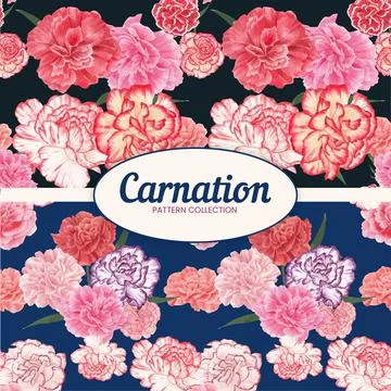 Pattern seamless with carnation flower concept, watercolor style Illustrazione stock
