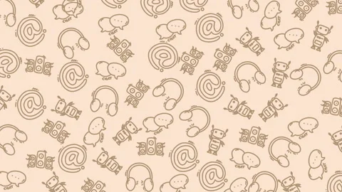 Pattern seamless communication technology icons doodle chat robot headphones Stock Footage 326910698
