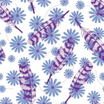 Pattern seamless of feathers in different positions Stock Illustration