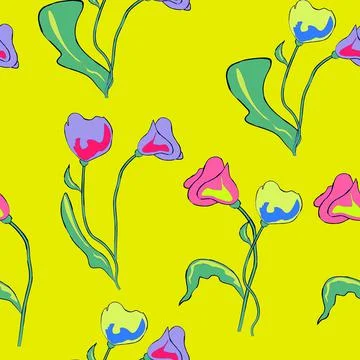 Pattern seamless floral. Vector illustration witch abstract  tulips for paper, Stock Illustration