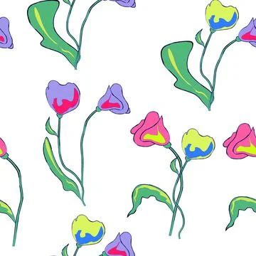 Pattern seamless floral. Vector illustration witch abstract  tulips for paper, Stock Illustration