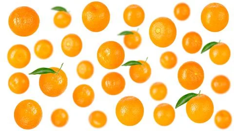 Pattern seamless fresh orange mandarines isolated on white Stock Photos
