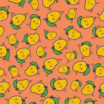 Pattern seamless fruit mango, for background, web, banner, for print and can  Stock Illustration