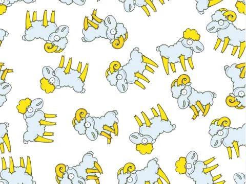 Pattern seamless funny cartoon, sheep, ram, goat Illustrazione stock