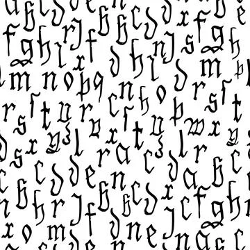 Pattern seamless Gothic style alphabet calligraphy, lettering. European Medie Stock Illustration