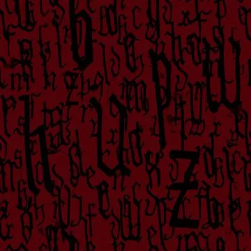 Pattern seamless Gothic style alphabet calligraphy, lettering. Ink stains, wi Ilustración de archivo