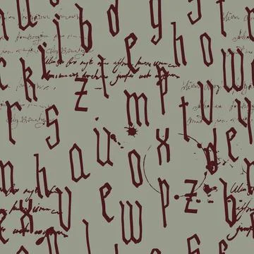 Pattern seamless Gothic style alphabet calligraphy, lettering. Illegible text Stock Illustration