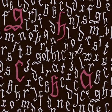 Pattern seamless Gothic style alphabet calligraphy, lettering. European Medie 스톡 일러스트