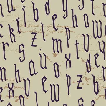 Pattern seamless Gothic style alphabet calligraphy, lettering. Illegible text Stock Illustration