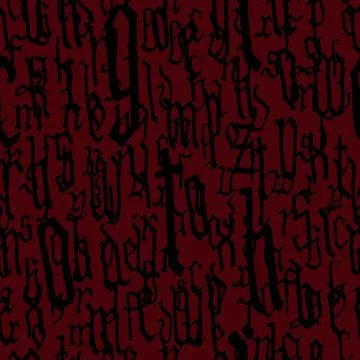 Pattern seamless Gothic style alphabet calligraphy, lettering. European Medie Stock Illustration