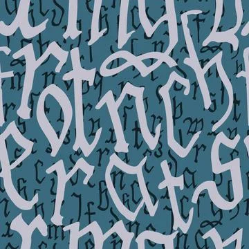 Pattern seamless Gothic style alphabet calligraphy, lettering. European Medieval Stock Illustration