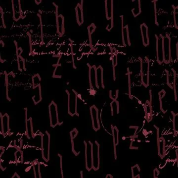 Pattern seamless Gothic style alphabet calligraphy, lettering. Illegible text Stock Illustration