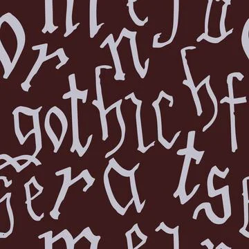 Pattern seamless Gothic style alphabet calligraphy, lettering. European Medieval Stock Illustration