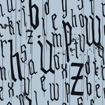 Pattern seamless Gothic style alphabet calligraphy, lettering. Ink stains, wine Illustrazione stock