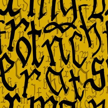 Pattern seamless Gothic style alphabet calligraphy, lettering. European Medieval Stock Illustration