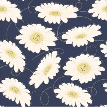 Pattern seamless hand drawn white daisy flower Illustrazione stock