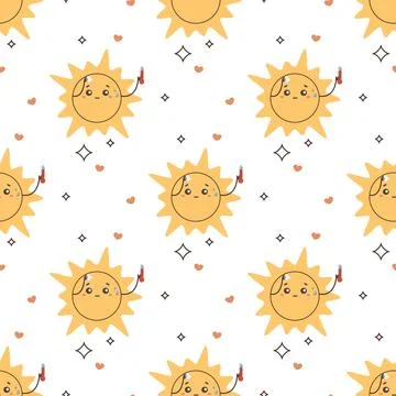 Pattern seamless hot sun hot sun character Stock Illustration