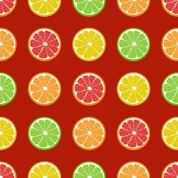 Pattern seamless of juicy citrus fruit. Lemon, orange, grapefruit, lime Stock Illustration